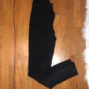 Jeggings with suede paneling, belt loops